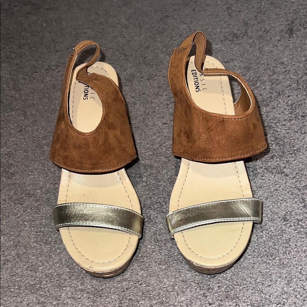 Basic Editions Brown and Silver Women's Sandals